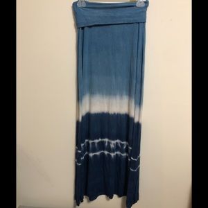 Lucky Brand blue dyed maxi skirt, Sz M-L